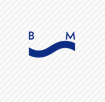 brugal blue logo with b and m letters above