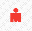 ironman red m logo with red point above