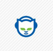 logo with head and blue headphones