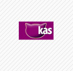 purple cat head with kas white letters