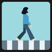 pedestrian dressed in blue suit and green pants