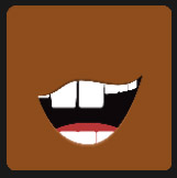 brown character face with big teeth