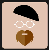 redhead beak man with black hat