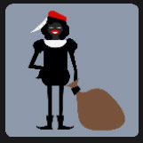 black man holding an brown bag