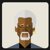 white hair black man with yellow aerrings
