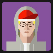 man in gray hood with red headcap