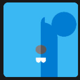 blue animated square character