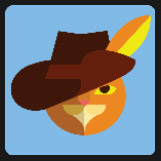 orange cat face with brown hat character
