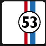 white square red and blue strip and 53 number