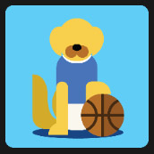 dog dressed in blue shirt with bascketball