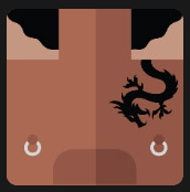 black hair man with dragon tattooed