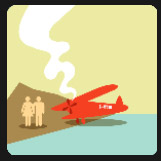 red airplane crash on an island