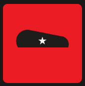 red background black military hat with star