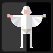 white cloak man with yellow triangle