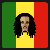 man face in green yellow red flag