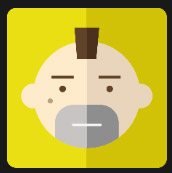 yellow square bald man