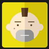 yellow square bald man