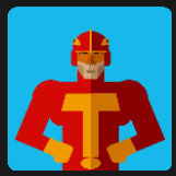 red costume character with orange T shape
