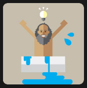 man having an ideea in bathtub