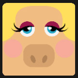 pig face with pink cheeks