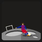 football player dressed in red and blue strip