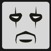 white mask with big black eyes