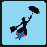 woman with briefcase flying with his umbrella