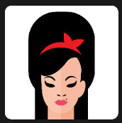woman with black hair and red bow