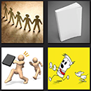 4 pics one movie men drawing running yellow background
