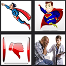 4 pics one movie level 4 cheats superhere, red thumbs down sign, medic