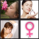 pink female sign, girl with parfume, smell
