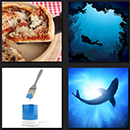 4 pics 1 movie pizza, diver, blue paint and shark